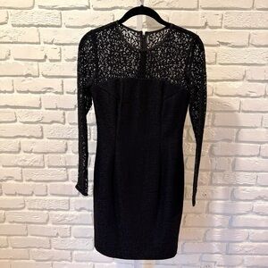 Reiss Black Lace Long Sleeve Bodycon Dress – Size US 2